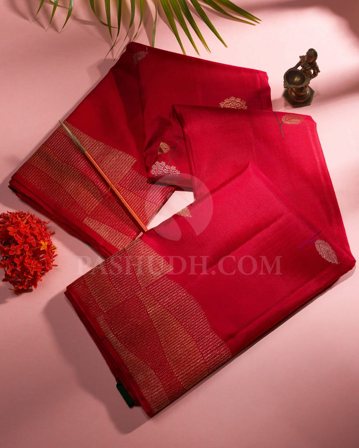 Red & Bottle Green Kanjivaram Silk Saree-S1417(B)