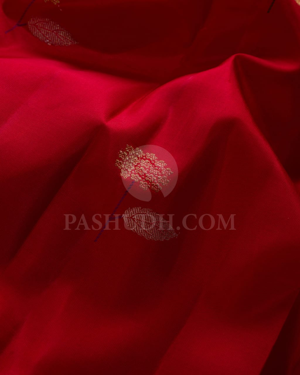 Red & Bottle Green Kanjivaram Silk Saree-S1417(B)