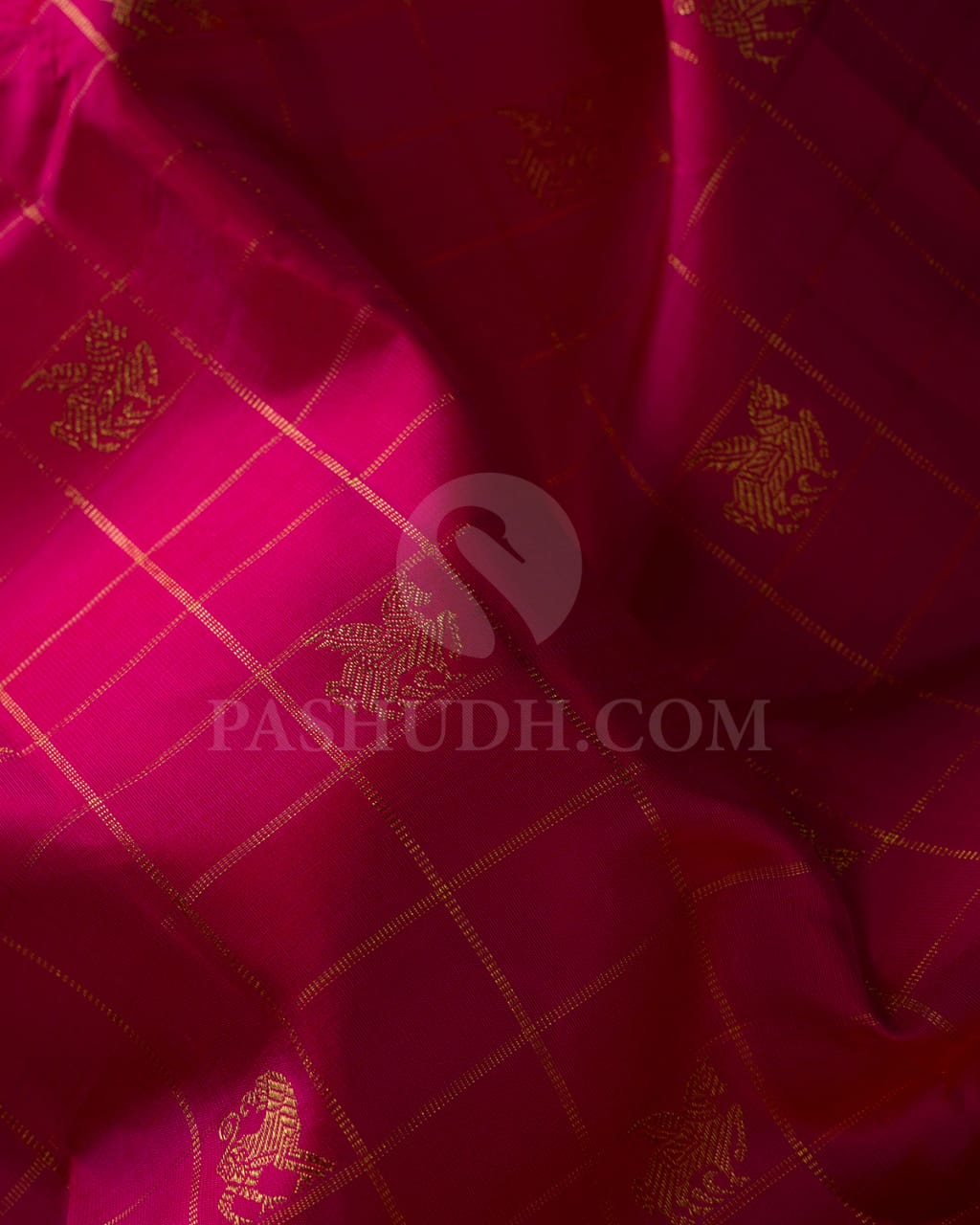 Rani Pink Traditional Borderless Kanjivaram Silk Saree-M1