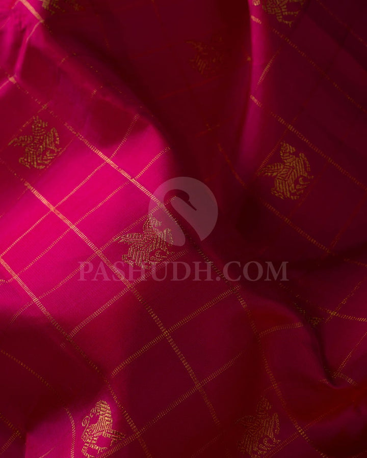 Rani Pink Traditional Borderless Kanjivaram Silk Saree-M1