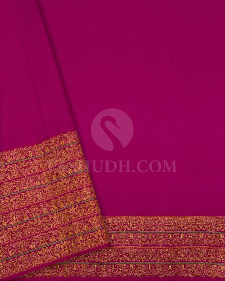 Gold And Magenta Organza Shimmer Kanjivaram Silk Saree-S1332(C)