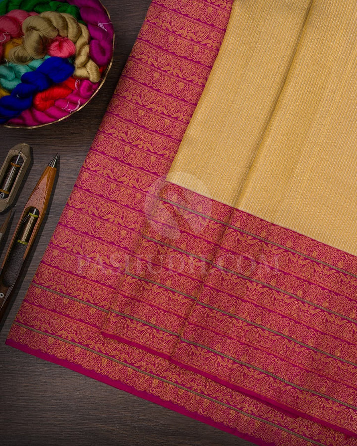 Gold And Magenta Organza Shimmer Kanjivaram Silk Saree-S1332(C)