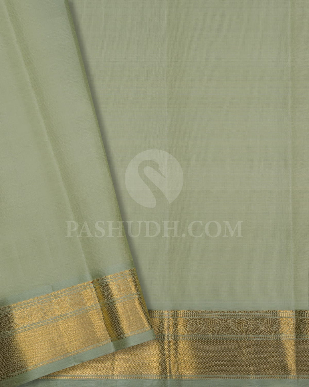 Black And Sage Green Kanjivaram Silk Saree-B14