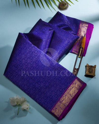 Royal Blue & Pastel  Lavender  Kanjivaram Silk Saree-I7