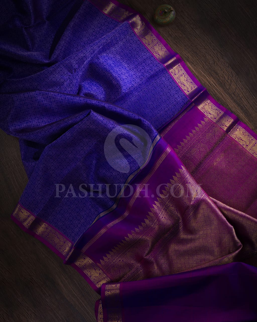 Royal Blue & Pastel  Lavender  Kanjivaram Silk Saree-I7