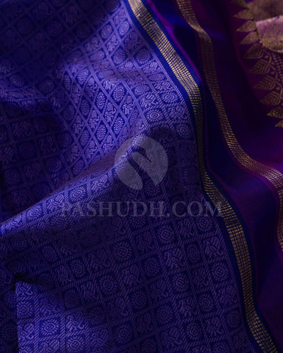 Royal Blue & Pastel  Lavender  Kanjivaram Silk Saree-I7