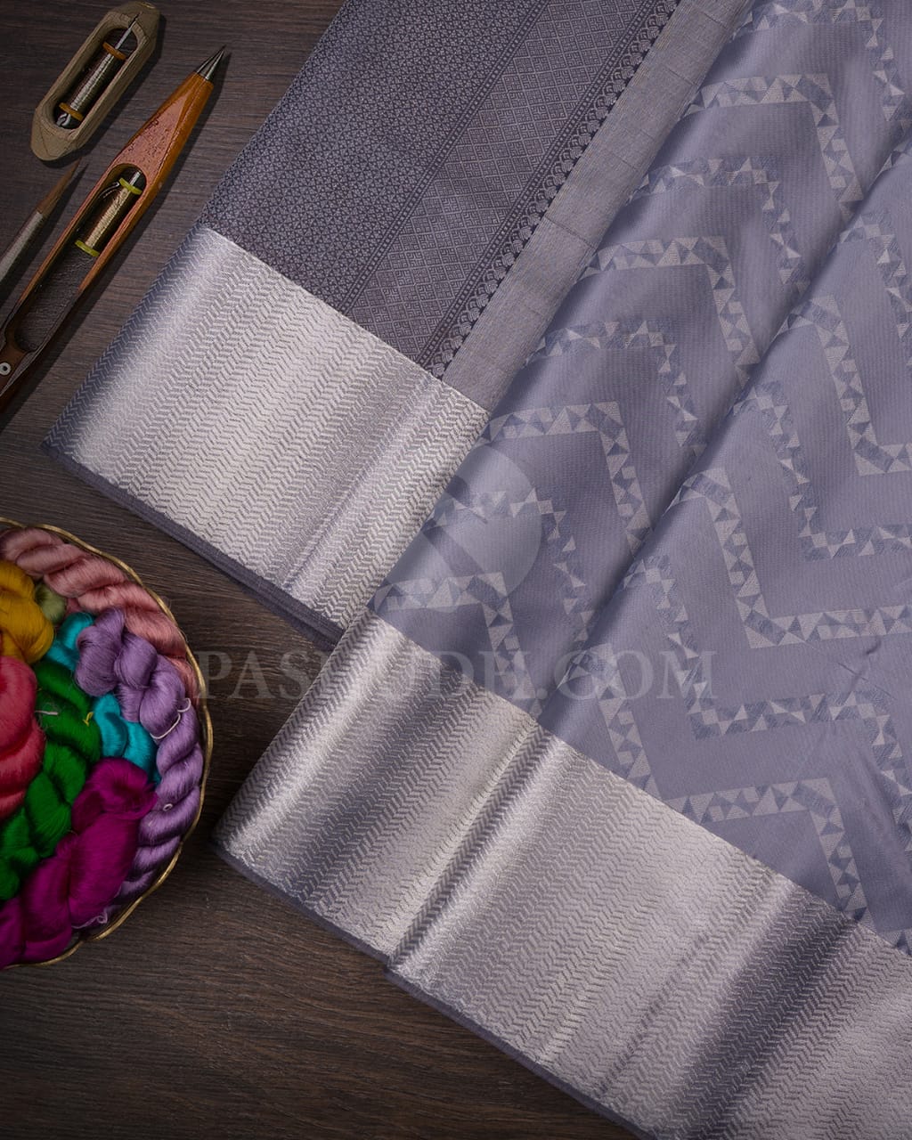 Silver Grey Kanjivaram Silk Saree-D623(A)