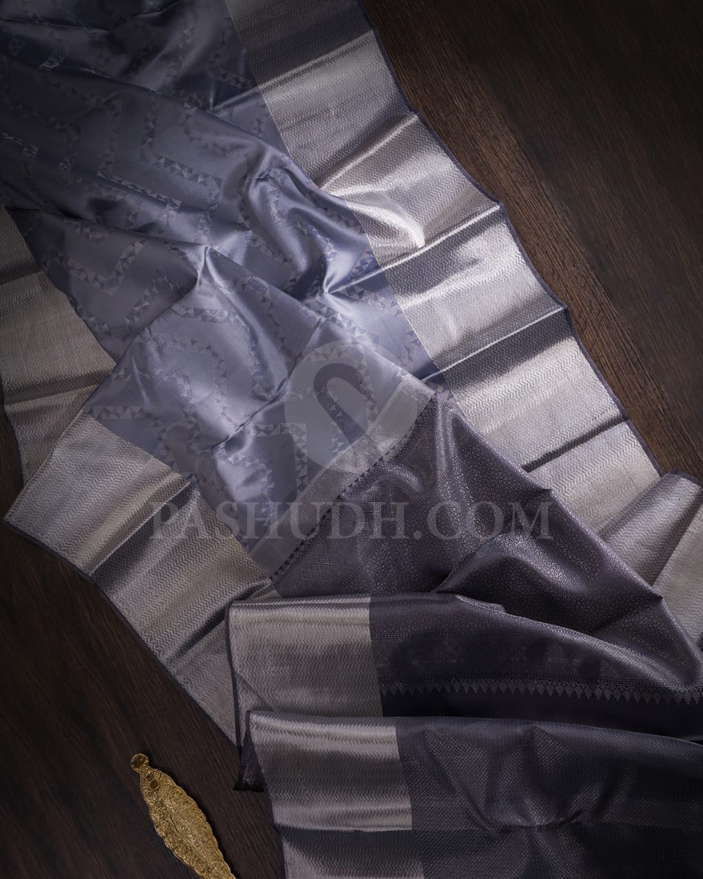 Silver Grey Kanjivaram Silk Saree-D623(A)
