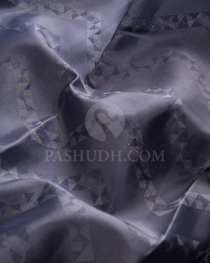 Silver Grey Kanjivaram Silk Saree-D623(A)