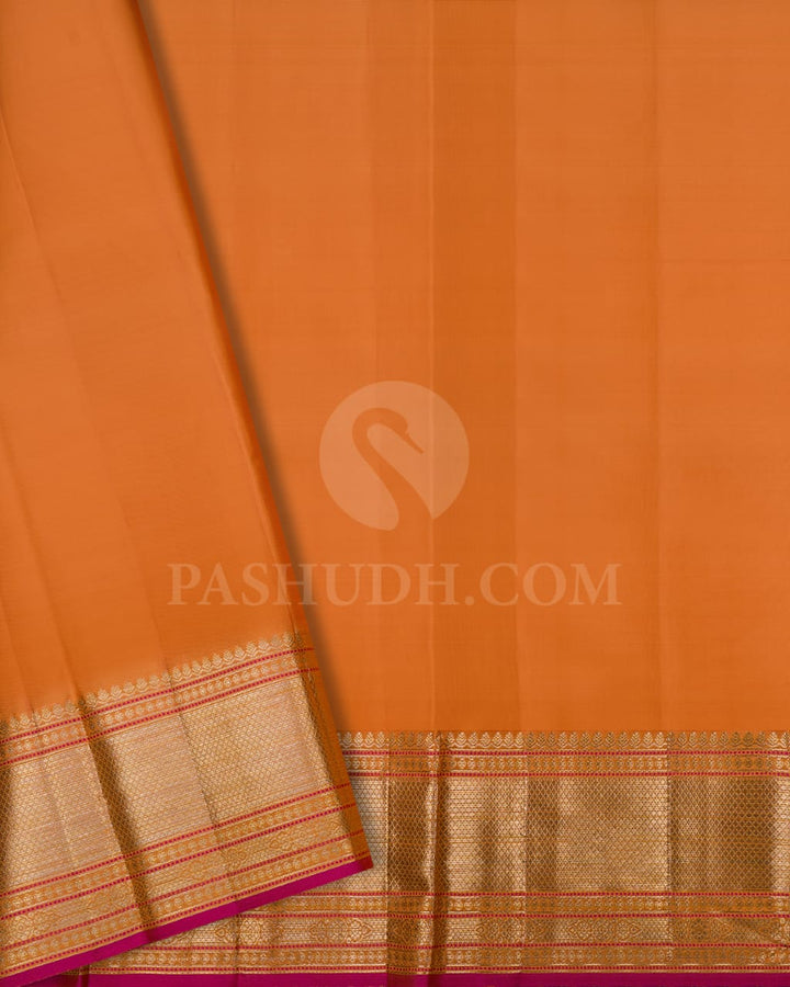 Orange & Pink Kanjivaram Silk Saree-DJ348(D)