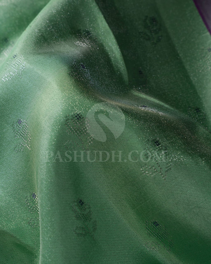 Rexona Green & Lavender Shimmer Kanjivaram Silk Saree-D625(A)