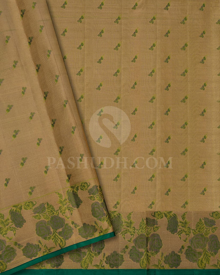 Bottle Green & Sapphire Green Kanjivaram Silk Saree-DJ351(F)