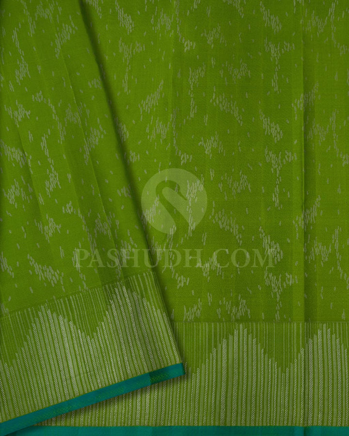 Pear Green & Light Green Kanjivaram Silk Saree-D601(E)