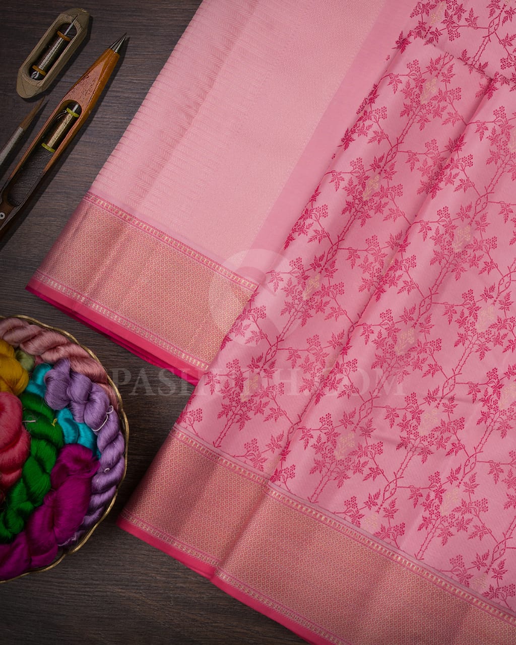 Baby Pink & Rani Pink Kanjivaram Silk Saree-DJ347(C)