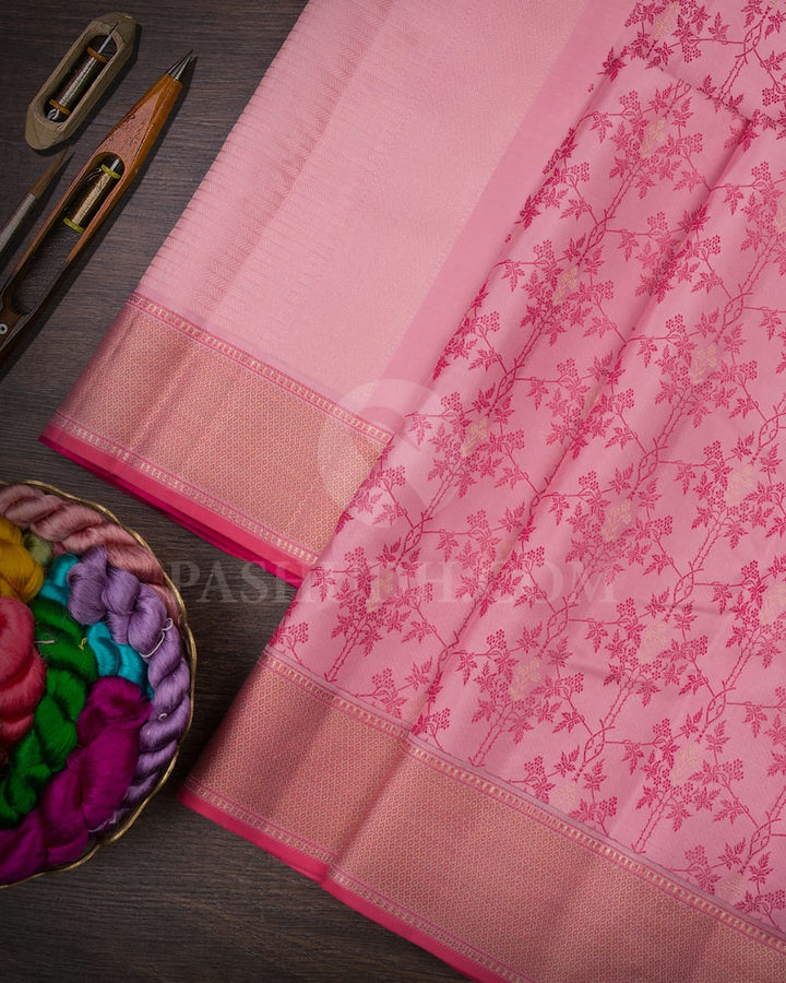 Baby Pink & Rani Pink Kanjivaram Silk Saree-DJ347(C)