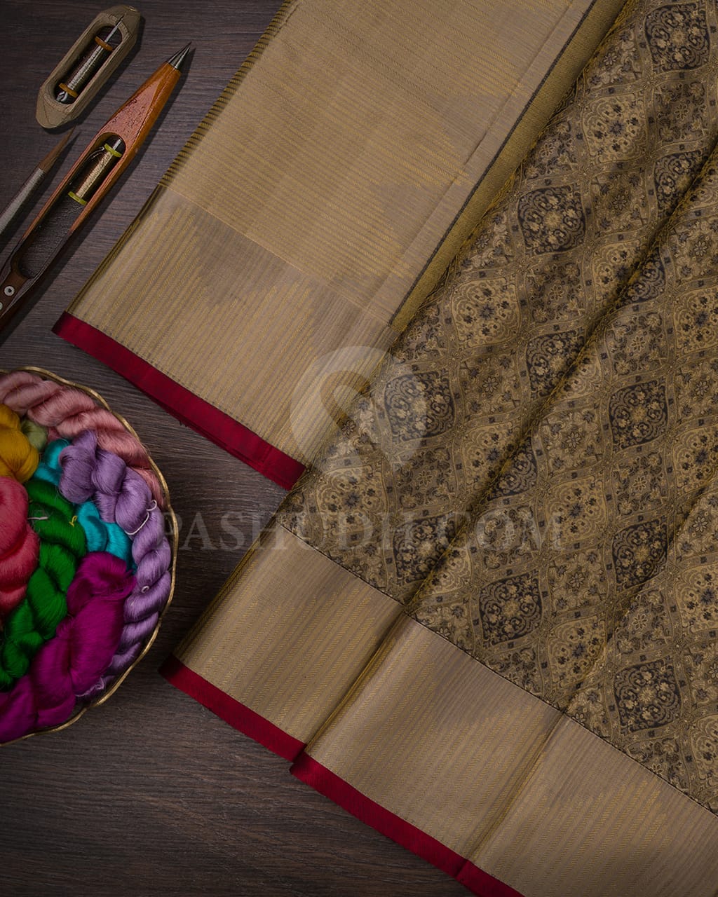 Black & Beige Kanjivaram Silk Saree-D601(D)