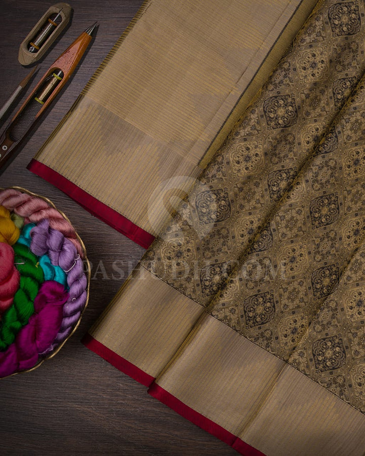 Black & Beige Kanjivaram Silk Saree-D601(D)