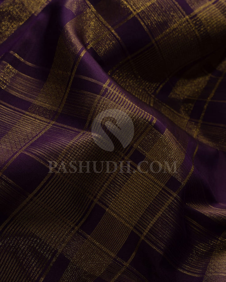 Purple Pure Zari Kanjivaram Silk Saree With Shimmer Paithani Border - P178(A)