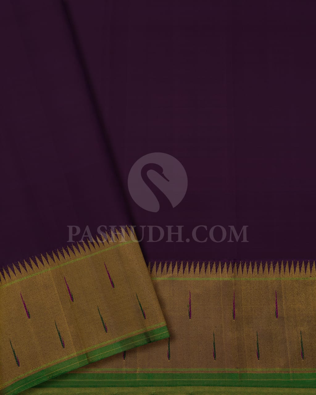 Purple Pure Zari Kanjivaram Silk Saree With Shimmer Paithani Border - P178(A)