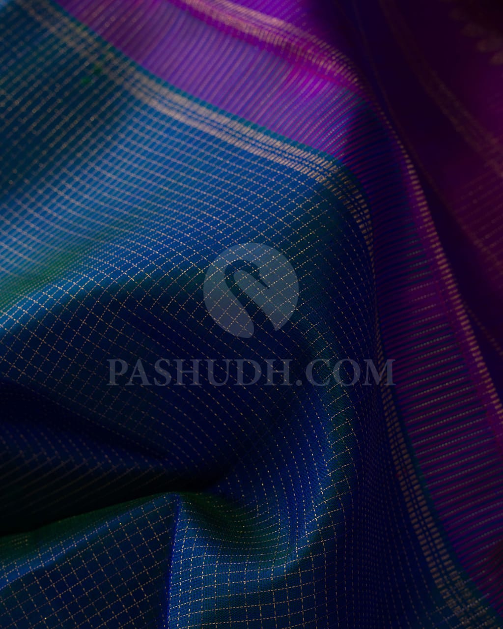 Cobalt blue & Violet Kanjivaram Silk Saree-I9