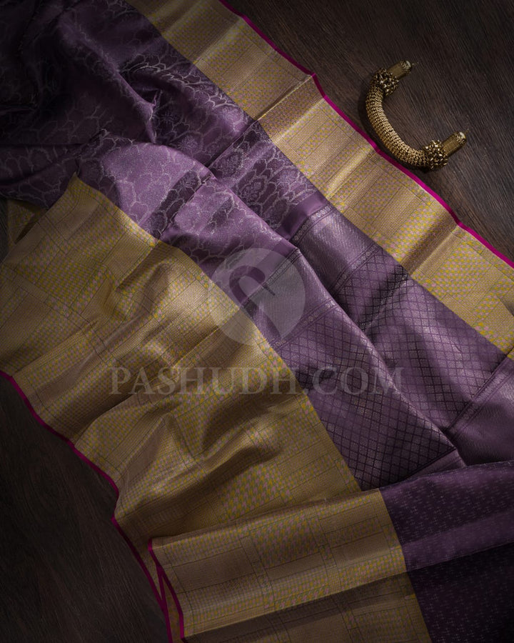 Mauve & Beige Kanjivaram Silk Saree-DJ352(C)