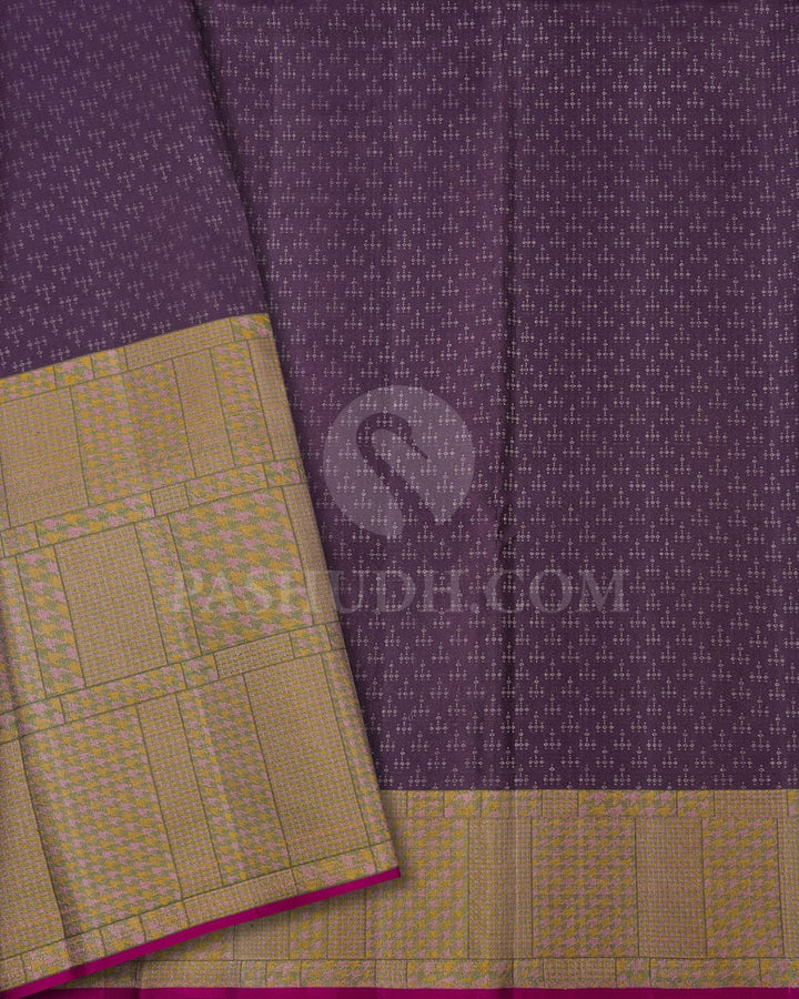Mauve & Beige Kanjivaram Silk Saree-DJ352(C)