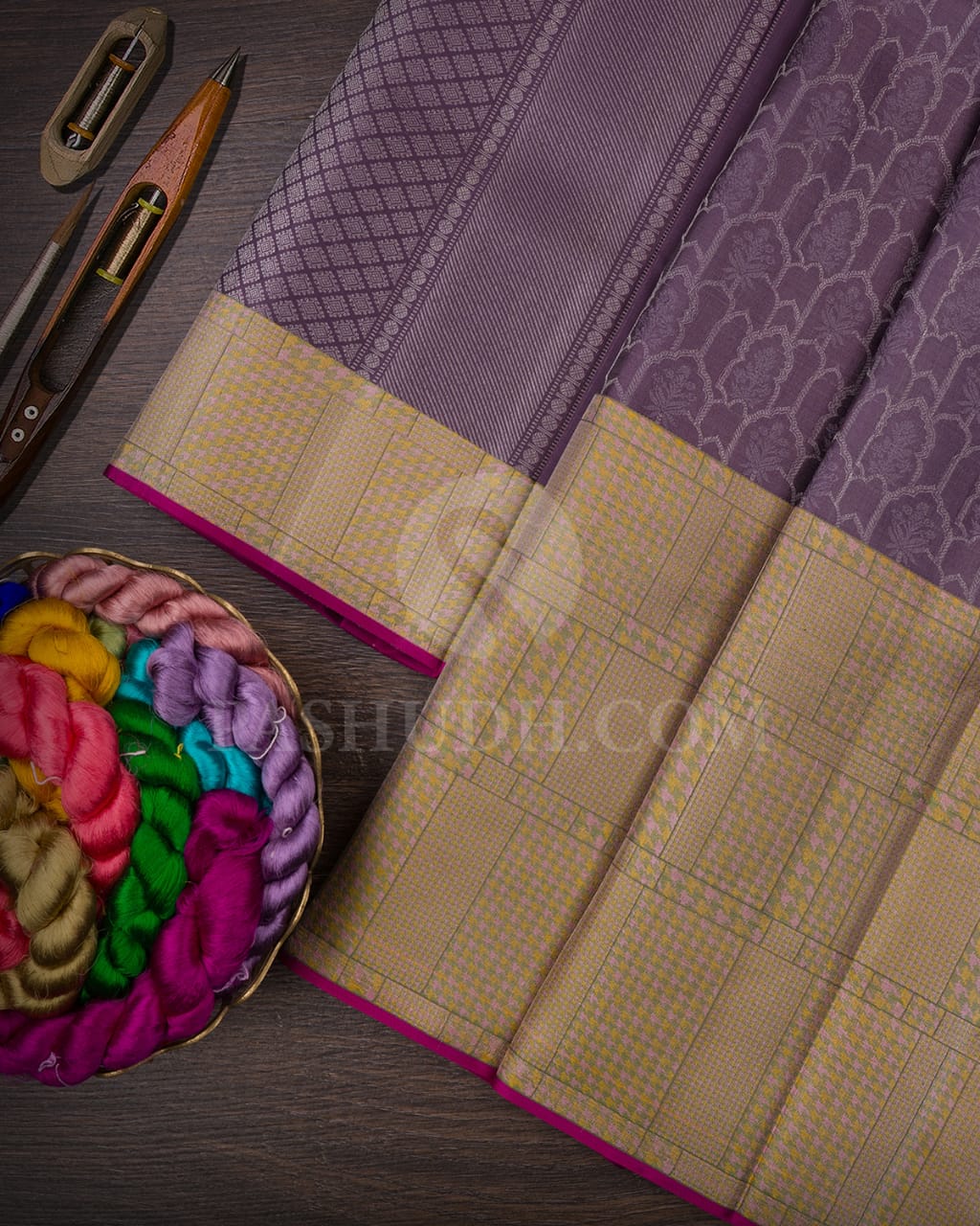 Mauve & Beige Kanjivaram Silk Saree-DJ352(C)