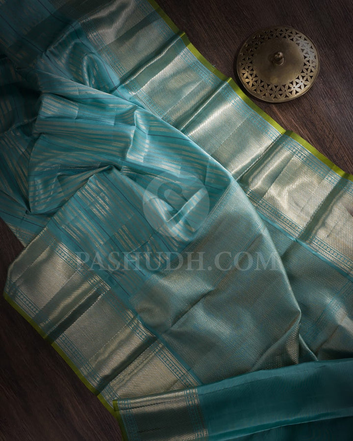 Tiffany Blue Kanjivaram Silk Saree-DJ345(C)