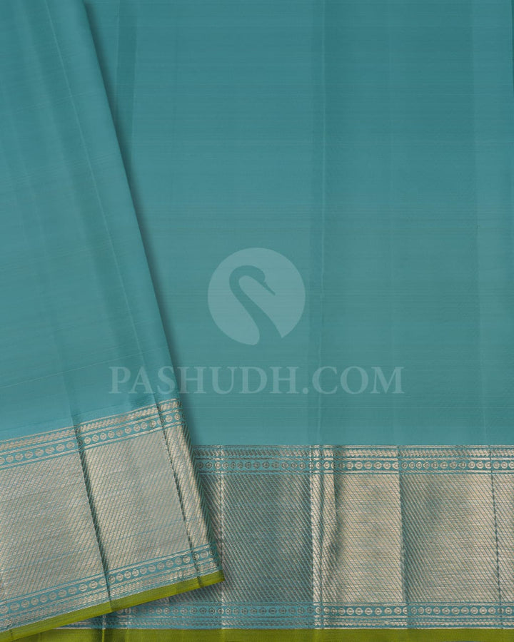 Tiffany Blue Kanjivaram Silk Saree-DJ345(C)