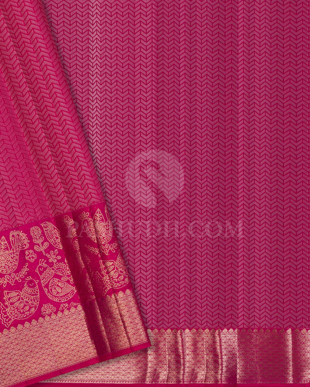 Yellow & Rani Pink Kanjivaram Silk Saree-DT291(C)