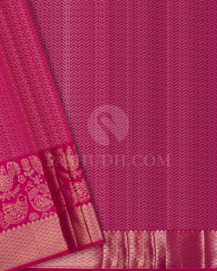 Yellow & Rani Pink Kanjivaram Silk Saree-DT291(C)