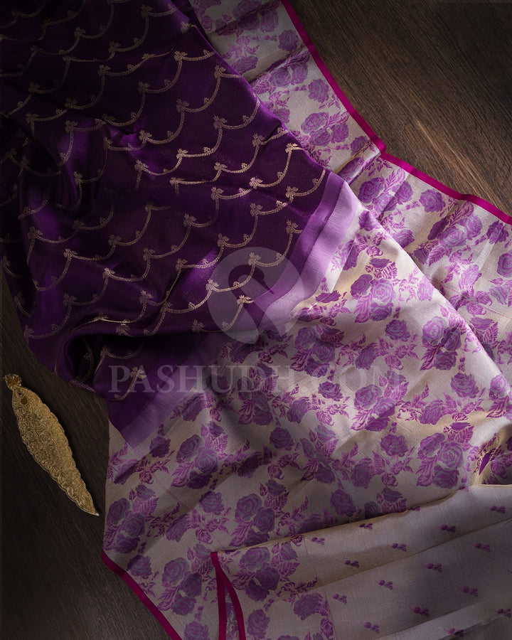 Violet & Pink Kanjivaram Silk Saree-DJ351(G)