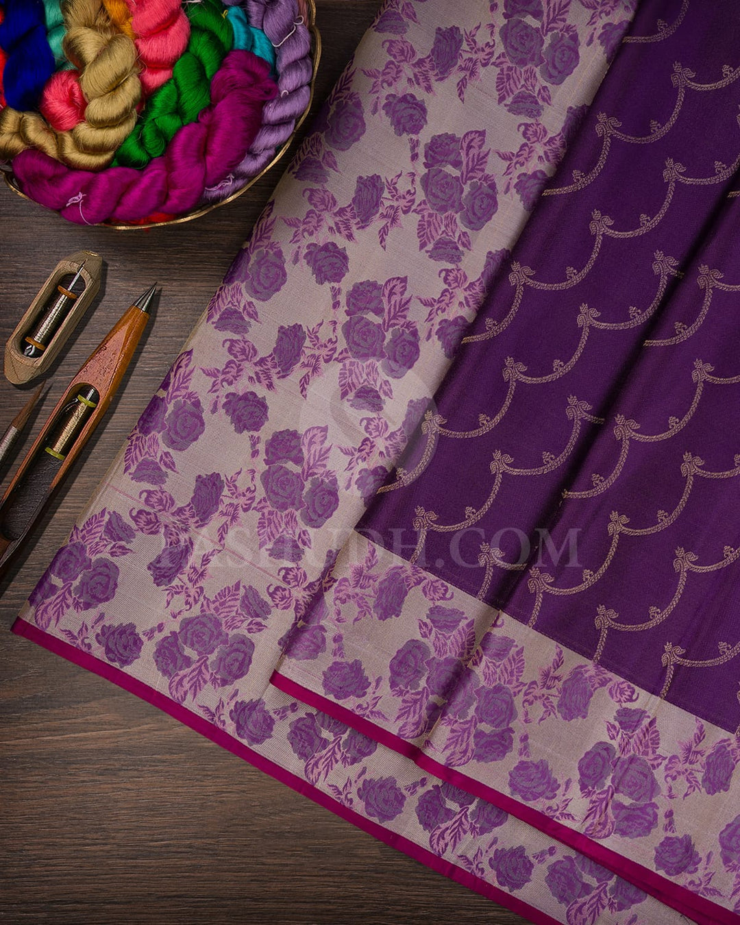 Violet & Pink Kanjivaram Silk Saree-DJ351(G)