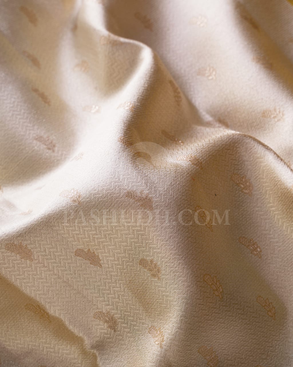 Ivory & Mustard Yellow Kanjivaram Silk Saree-DJ358(B)