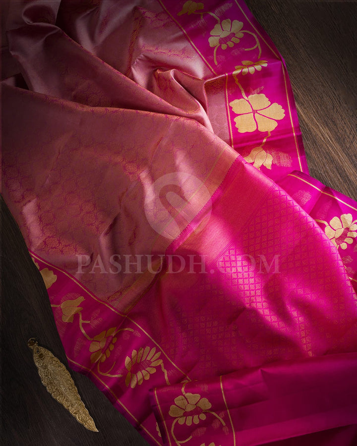 Onion Pink & Rani Pink Kanjivaram Silk Saree-D614(B)