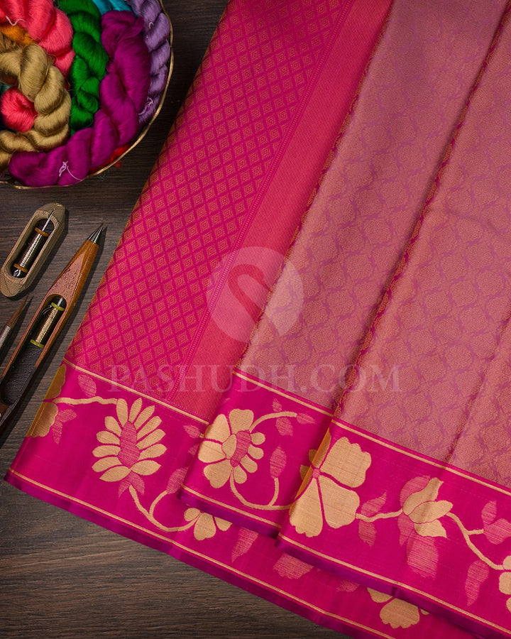 Onion Pink & Rani Pink Kanjivaram Silk Saree-D614(B)