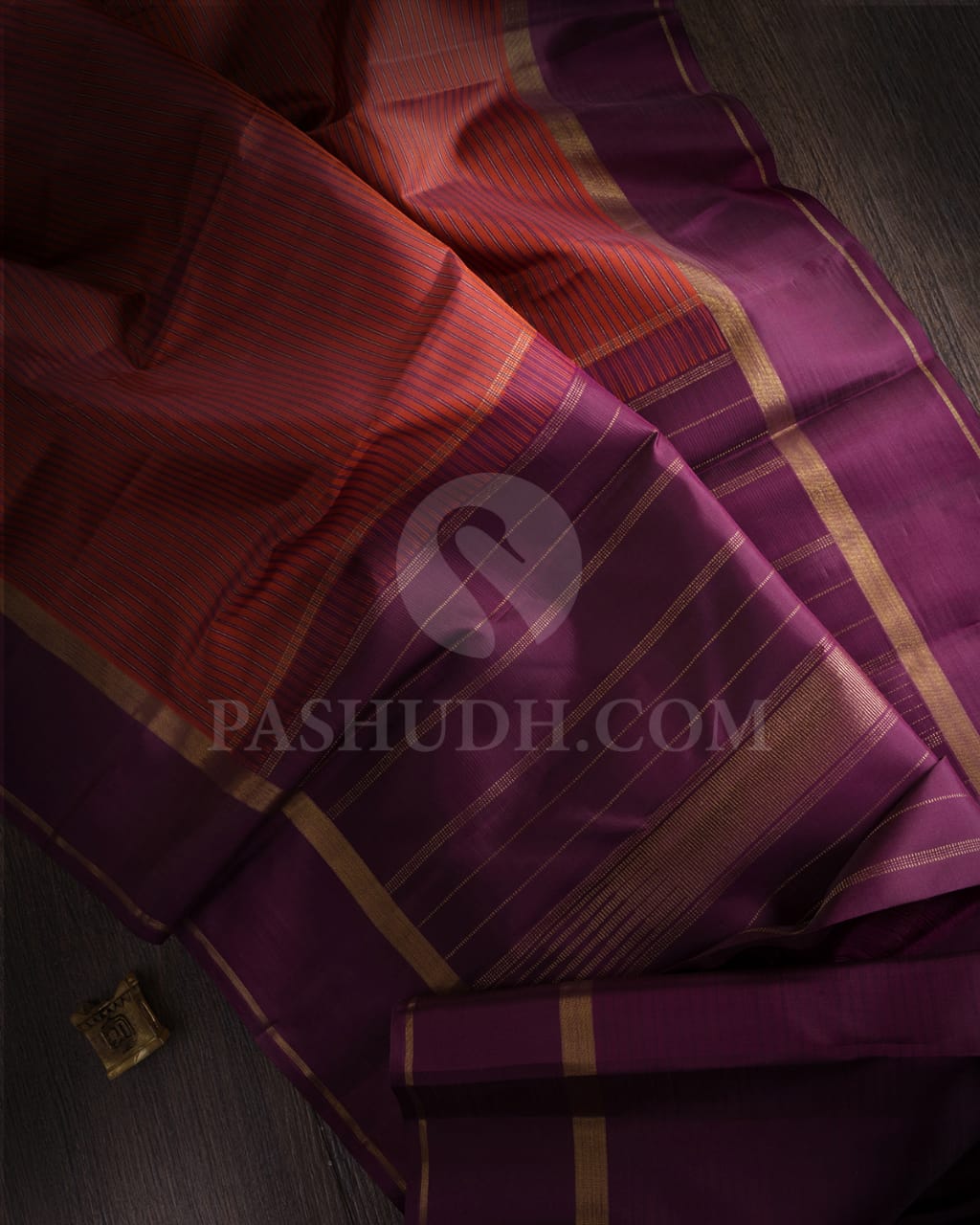 Orange Shot  Brown With Purple Pure Kanjivaram Silk Saree-SP37