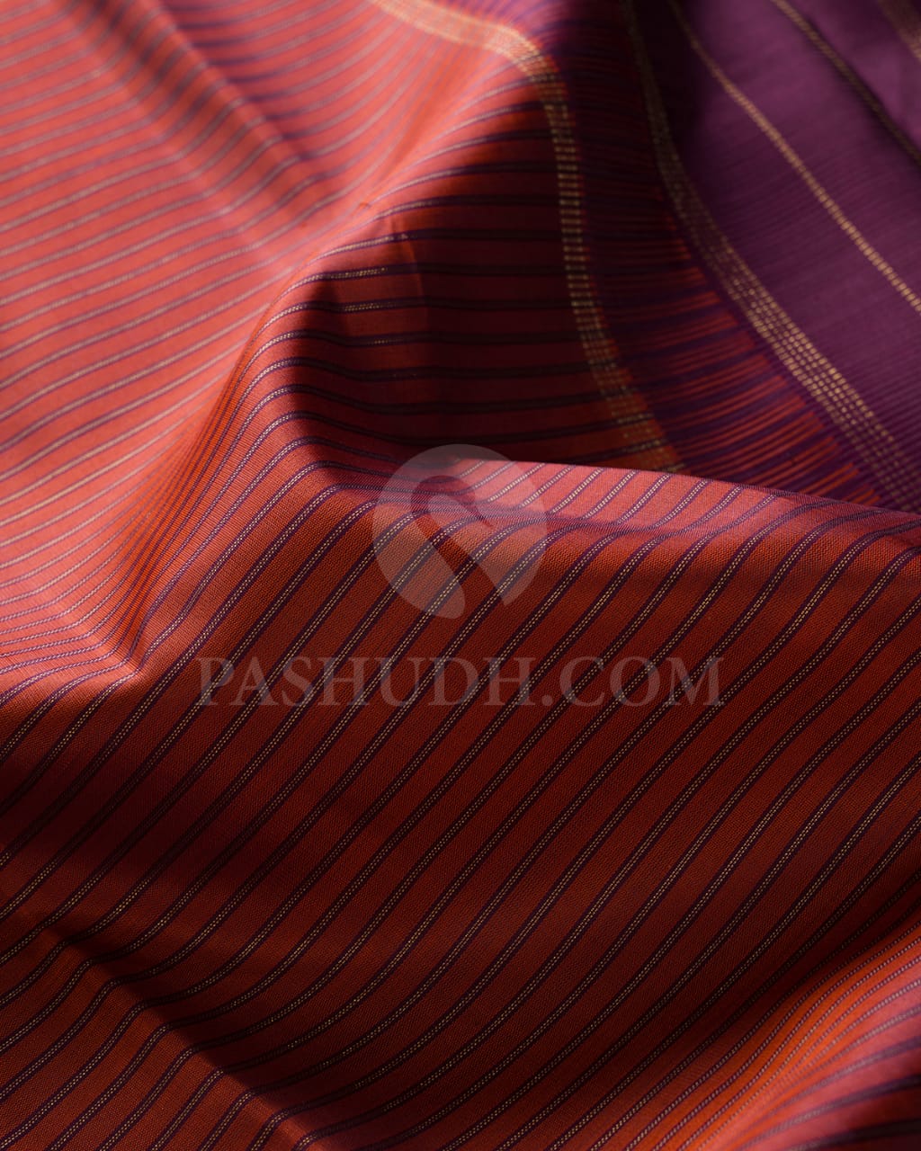 Orange Shot  Brown With Purple Pure Kanjivaram Silk Saree-SP37