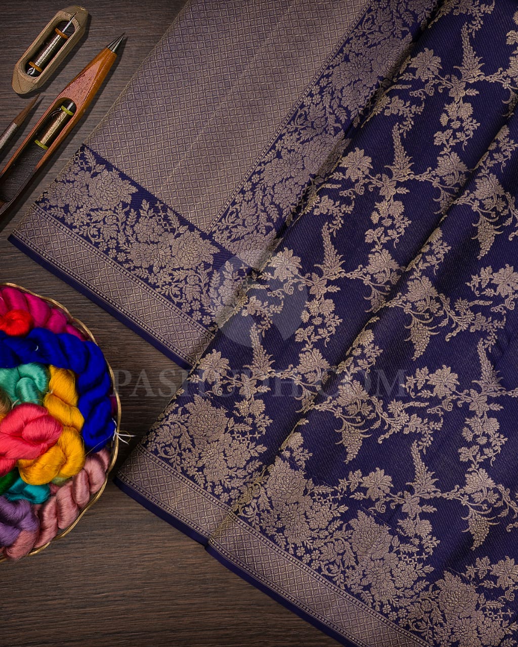 Dark Blue & Watermelon Pink Kanjivaram Silk Saree-D594(D)