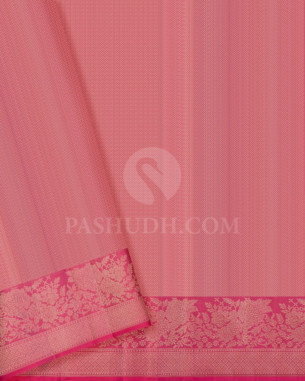 Dark Blue & Watermelon Pink Kanjivaram Silk Saree-D594(D)