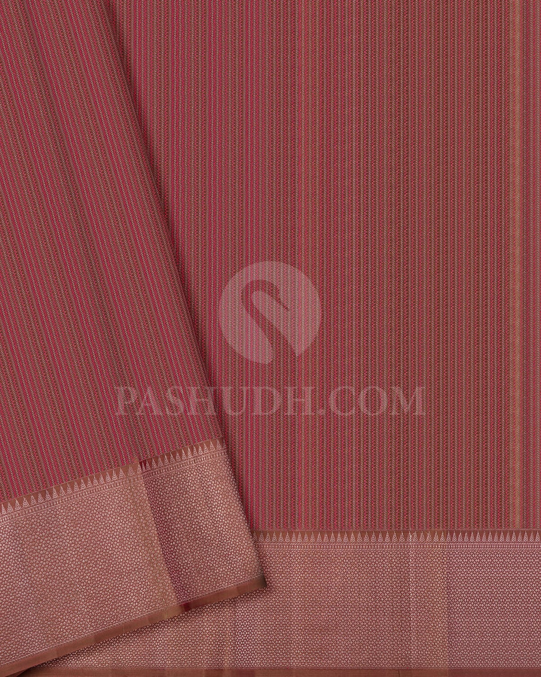 Baby Pink & Mild Chocolate Brown Kanjivaram Silk Saree-DT278(B)