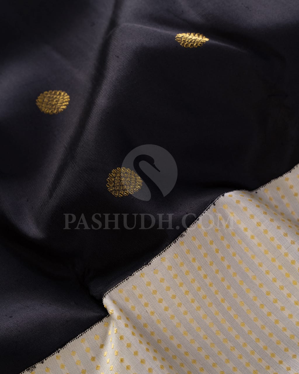 Cream & Black With Red Pure Kanjivaram Silk Saree-SP5