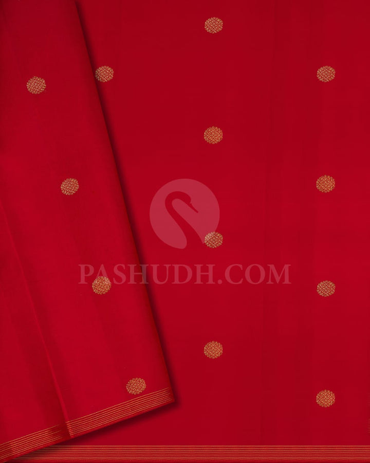 Cream & Black With Red Pure Kanjivaram Silk Saree-SP5