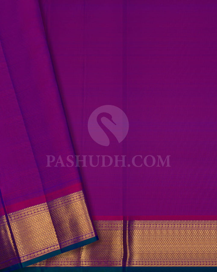 Dual Shaded Dark Blue & Magenta Pure Kanjivaram Silk Saree-SP28