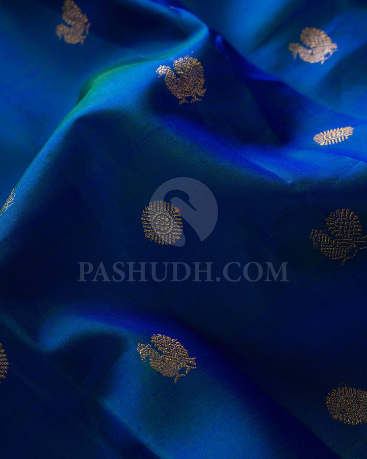 Dual Shaded Dark Blue & Magenta Pure Kanjivaram Silk Saree-SP28