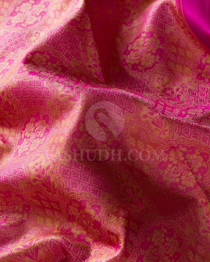 Baby Pink & Magenta Kanjivaram Silk Saree- D628(A)