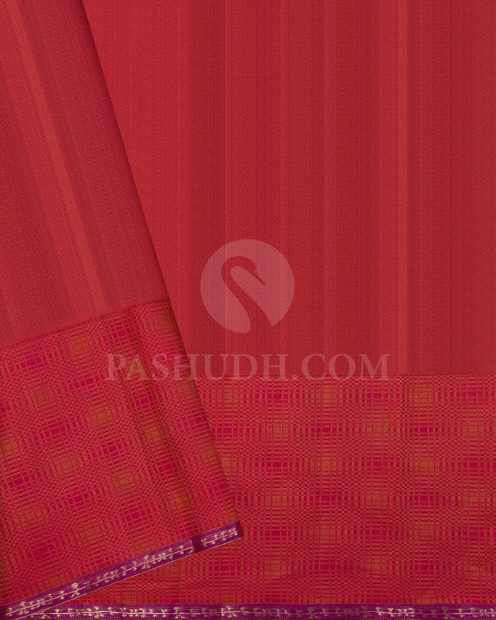 Baby Pink With Maroon Kanjivaram Silk Saree-DT313(B)