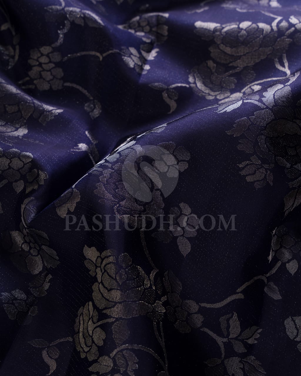 Navy Blue Traditional Borderless Kanjivaram Silk Saree-DJ356(B)