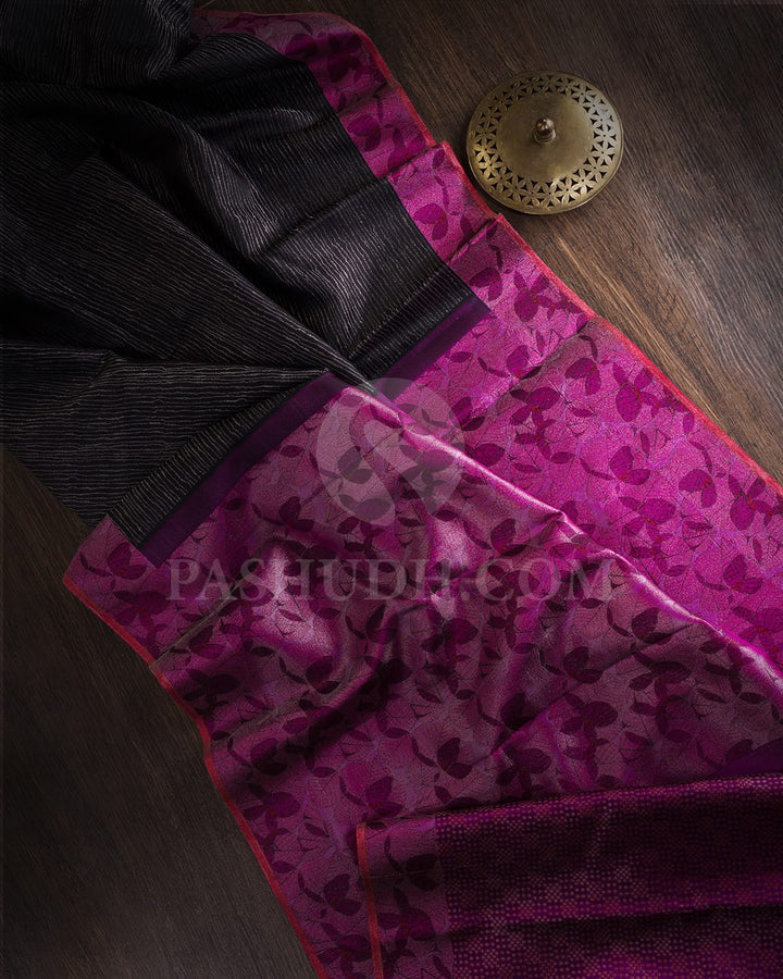 Black And Pink Kanjivaram Silk Saree-DT304(C)