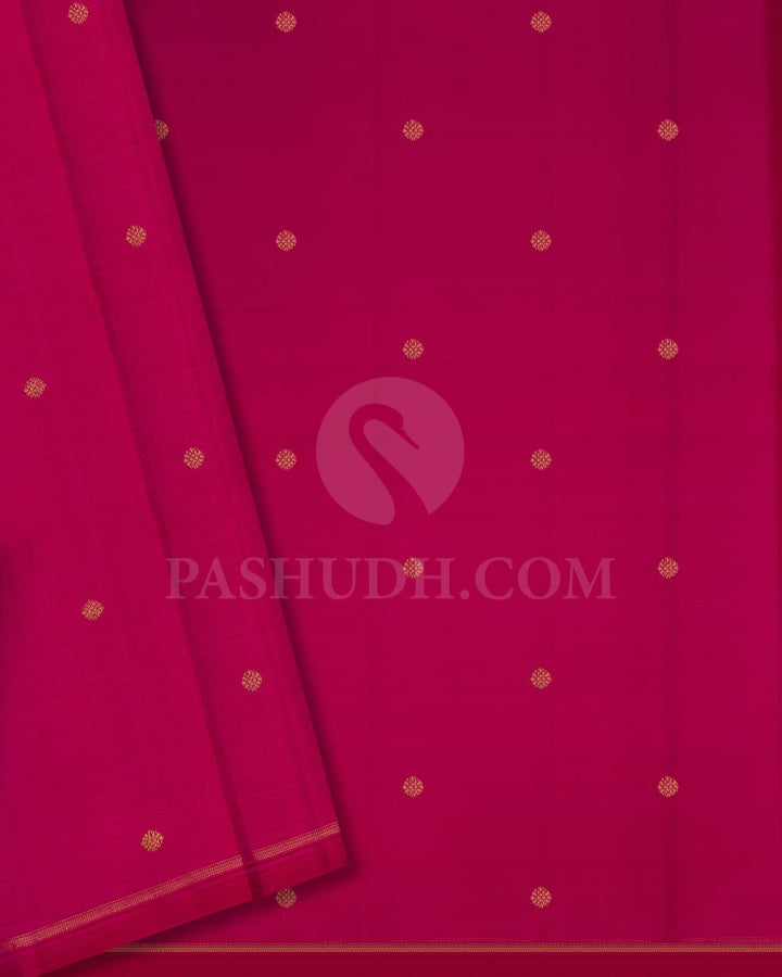 Forest Green & Orange- Rani Pink Dual Shaded Pure Kanjivaram Silk Saree-SP20